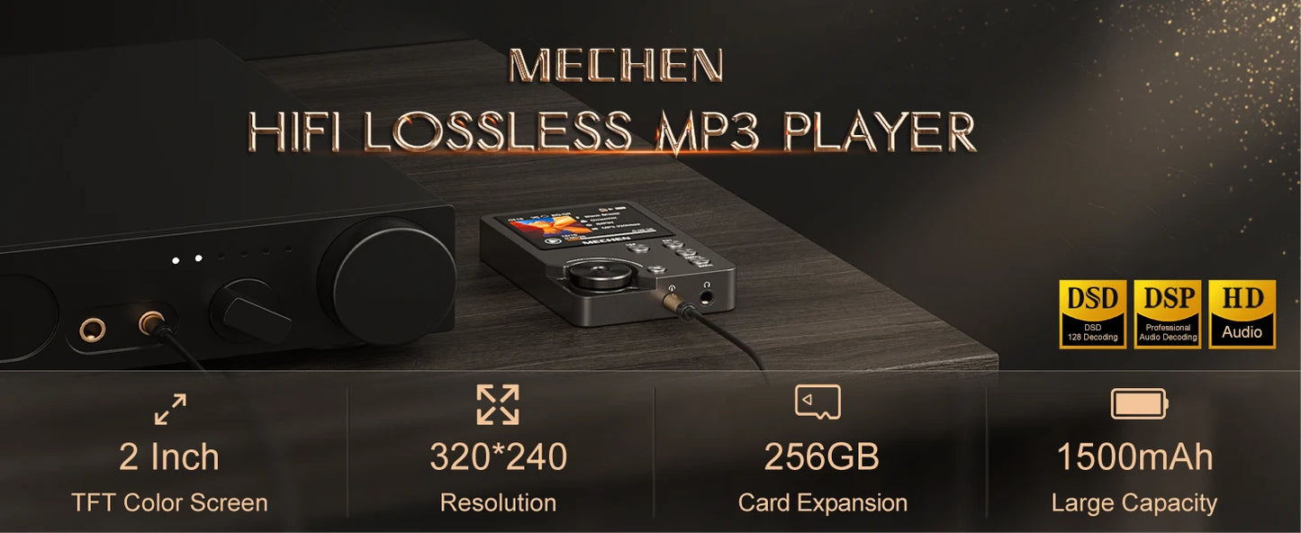 Lecteur MP3 sans perte de haute qualité/MECHEN-M30/HiFi/avec carte mémoire 64GB supportant jusqu'à 256GB