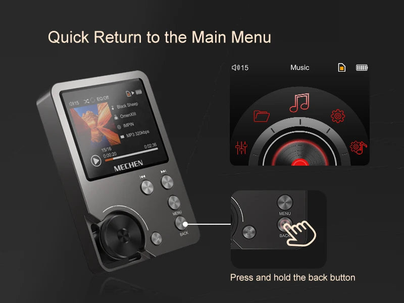 Lecteur MP3 sans perte de haute qualité/MECHEN-M30/HiFi/avec carte mémoire 64GB supportant jusqu'à 256GB