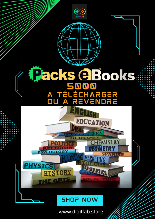 PACK DE 5000 EBOOKS TELECHARGEABLES ET A REVENDRE + droits de revente inclus